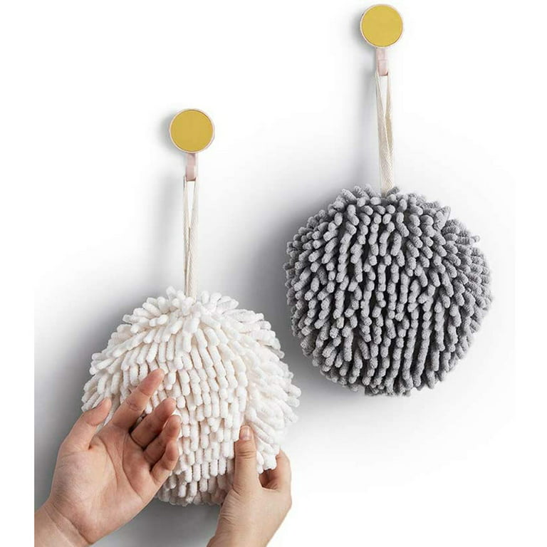 1/2pcs/set Chenille Hand Towels Kitchen Bathroom Hand Towel Ball with Hanging  Loops Quick Dry Soft Absorbent Microfiber Towels - AliExpress