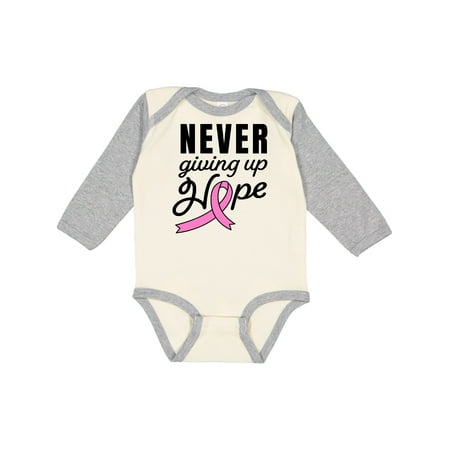 

Inktastic Breast Cancer Awareness Never Giving up Hope Gift Baby Boy or Baby Girl Long Sleeve Bodysuit