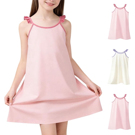 Auroural Girls Dresses 9/10 Summer Dress for Children and Girls Suitable for Both Home and Outdoor Wear Made Of and Soft Camisole