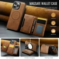 thumbnail image 4 of Magnetic Wallet Case for iPhone 16 Pro Max with Card Holder, Detachable Wireless Charging Faux Leather Kickstand Case with 8 Card Slots, RFID Blocking - 6.9 inch (Brown), 4 of 21