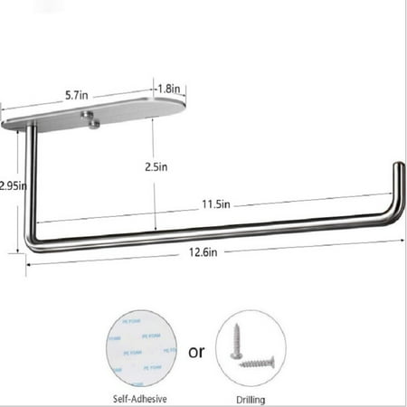 

JTLV Stainless Steel Paper Towel Holder Self-adhesive Roll Rack Tissue Hanger