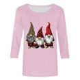 thumbnail image 5 of VKOYWKM Christmas Shirts Women Cute Christmas Gnomes Graphic Tees 3/4 Length Sleeve Women Tops Funny Family Party Christmas T-Shirts, 5 of 6