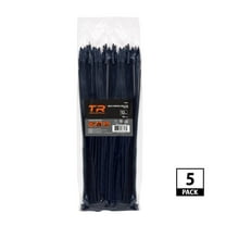 TR Industrial Multi-Purpose UV Resistant Black Cable Ties, 12", 500pk