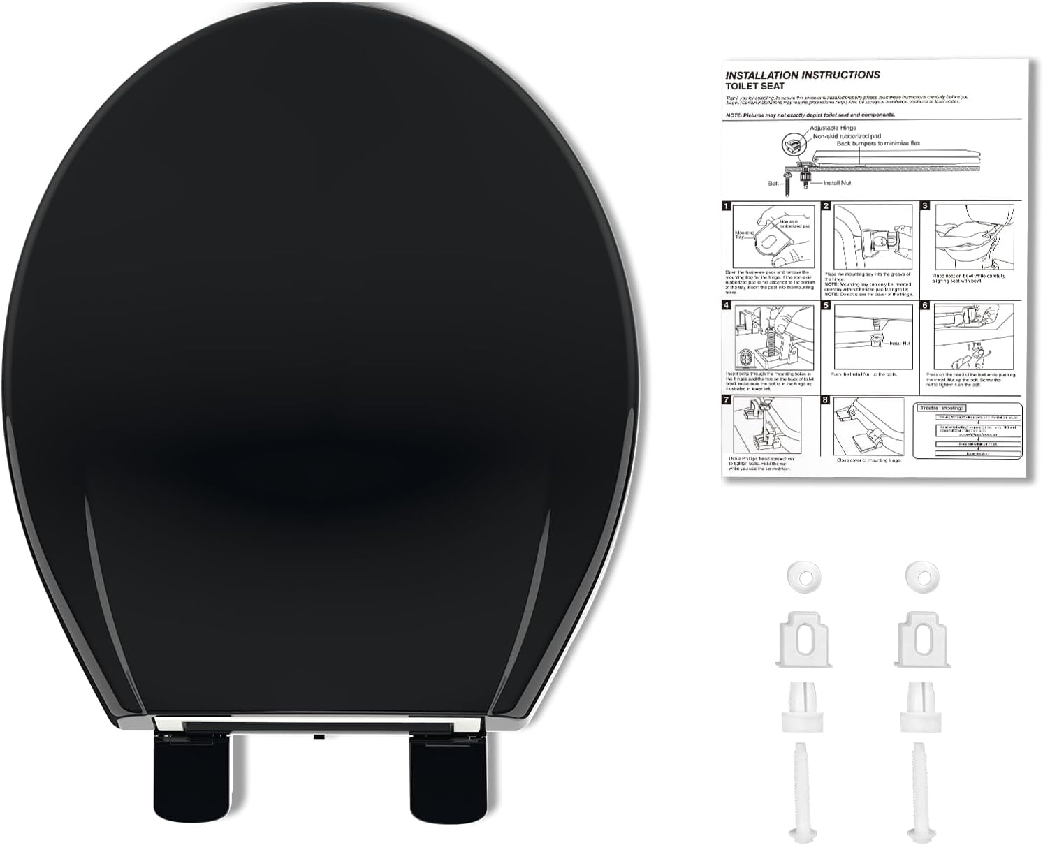 17" Toilet Seat Round,Toilet Seat with Quick-Release And Quick-Attach, Plastic Toilet Seat with Soft Close, Easy Install and Clean - Fits Most Round Toilets, Biscuit