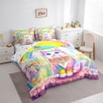 thumbnail image 3 of Homewish Cartoon Gradient Cat Twin Bedding Sets 7-Piece for Teenagers Boys Girls,Dreamy Princess Bedding Comforter Set Microfiber,Flying Butterflies Kawaii Rainbow Breathable Sheet Sets, 3 of 8