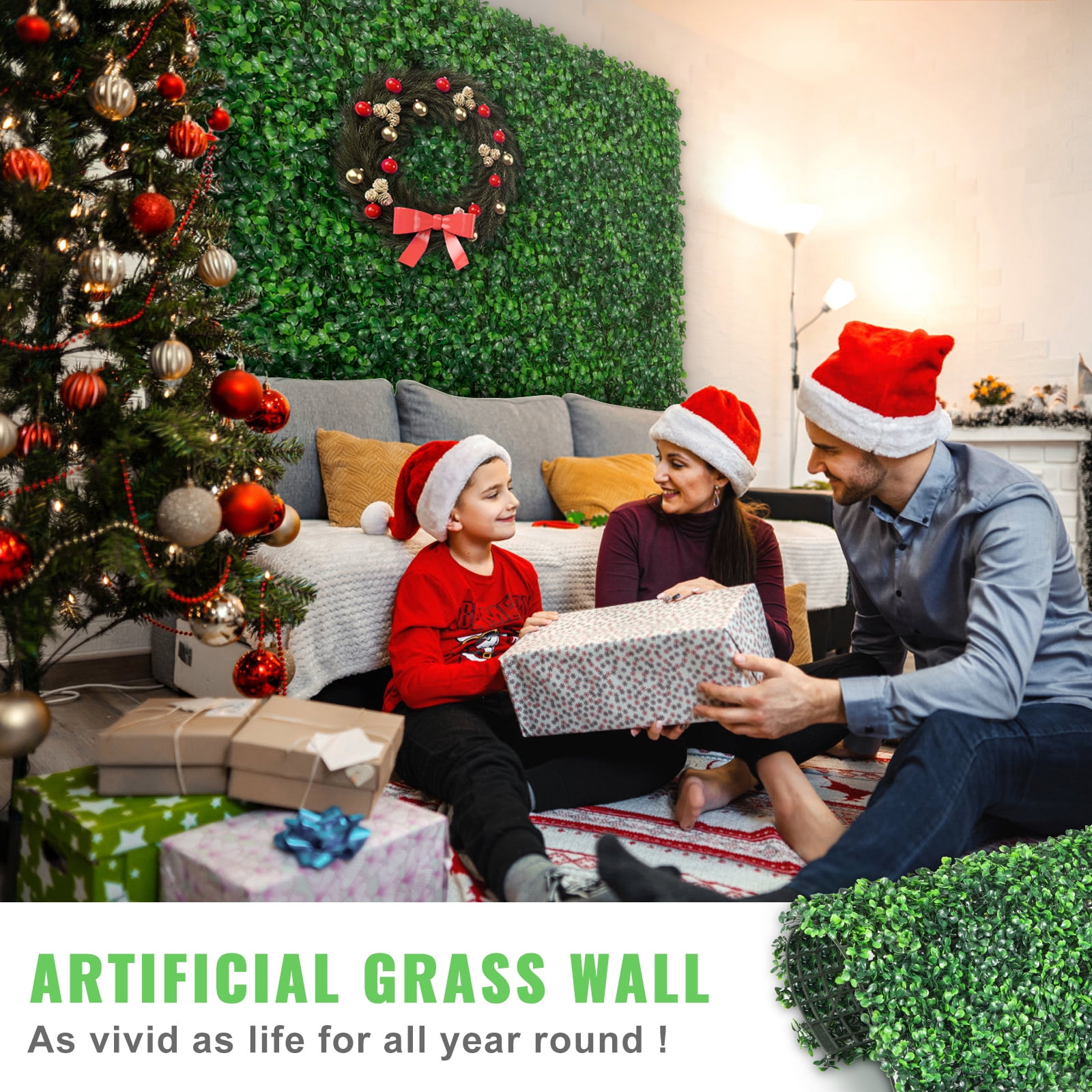 12PCS Artificial Boxwood Panels, Boxwood Hedge Wall Panels,Artificial Grass Backdrop Wall 1.6", Privacy Hedge Screen UV Protected for Outdoor Indoor Garden Fence Backyard, 20"x20"