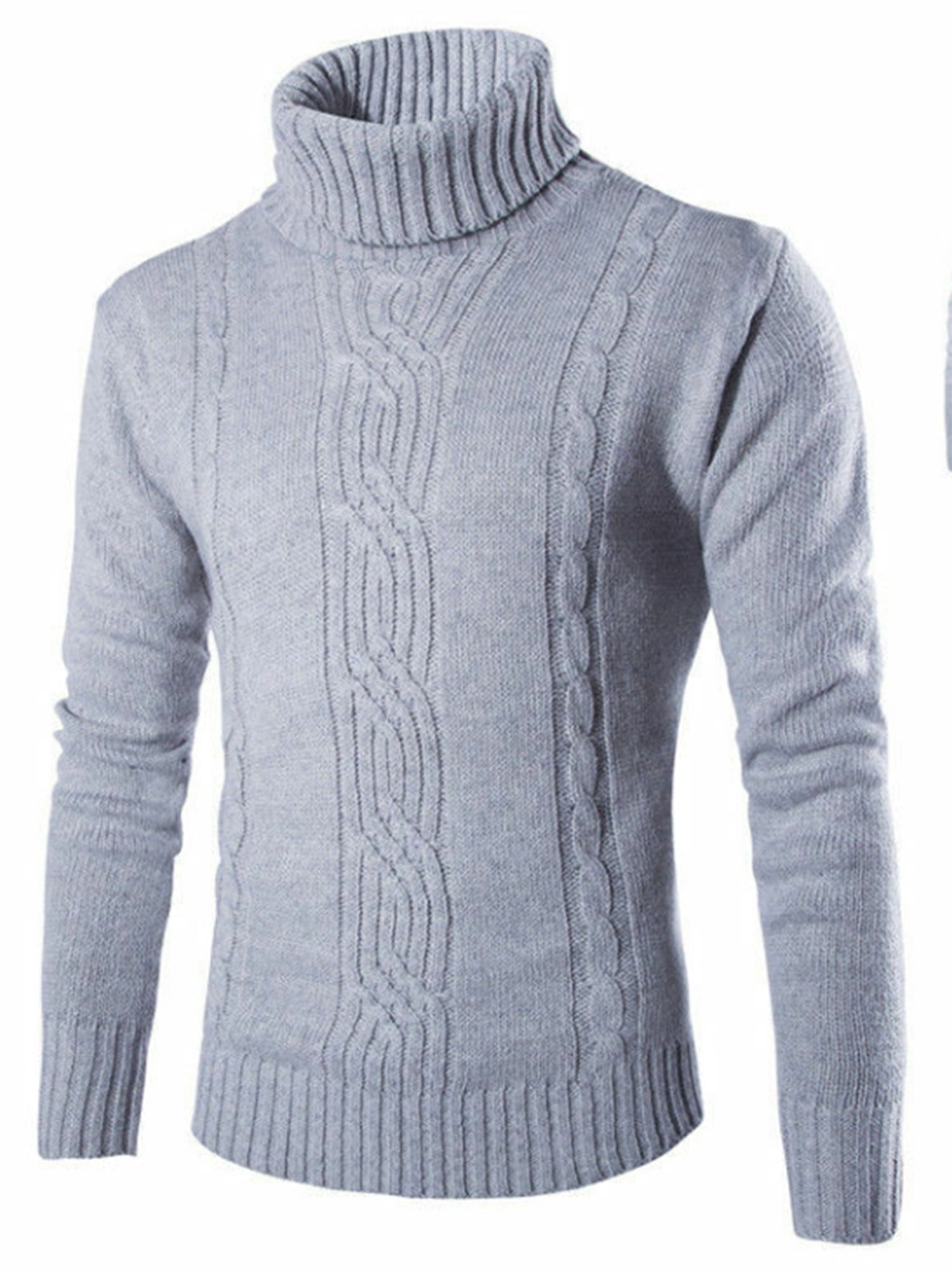 Men's Plain Long Sleeve Turtle Roll Neck Jumper Pullover Winter Warm Knitted Top 
