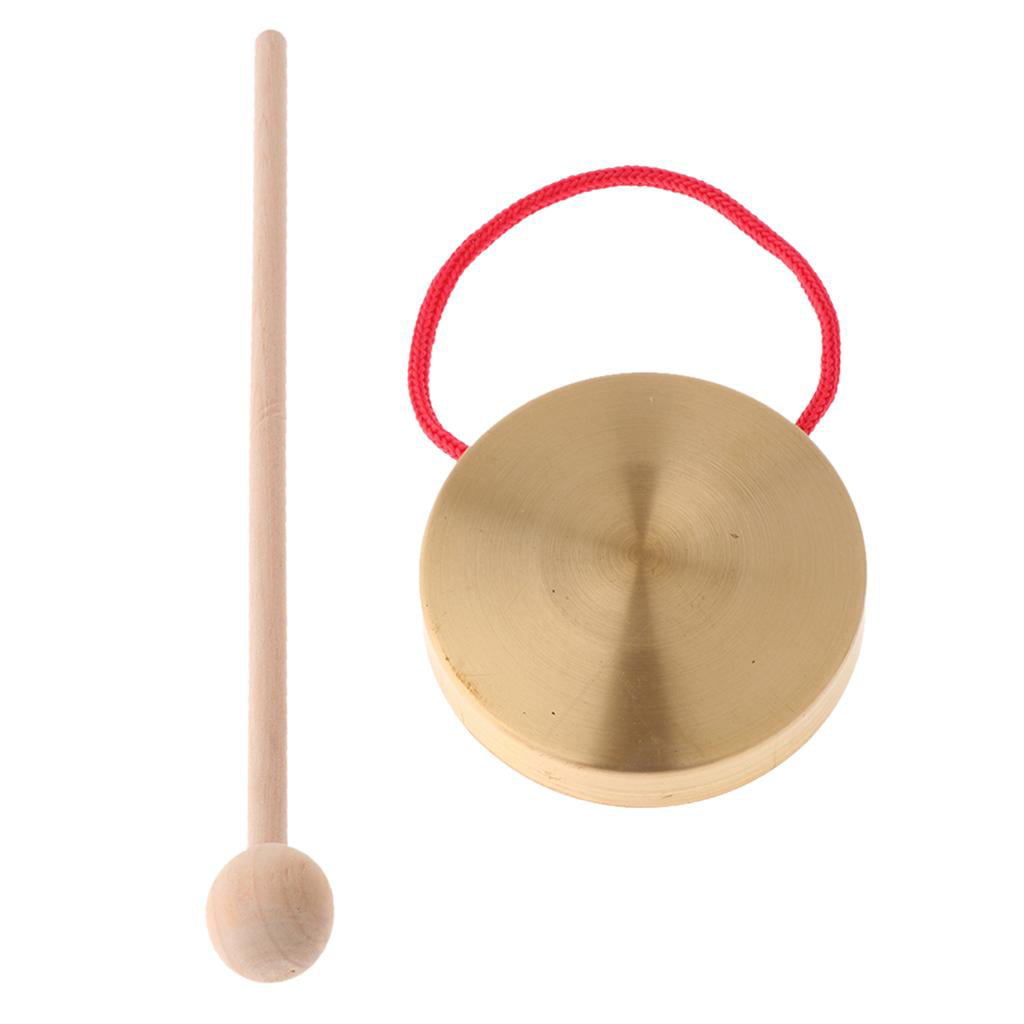 DYNWAVE Metal Chinese Gong Cymbals with Wooden Stick Set Traditional Rhythm Toys 