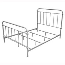 Pemberly Row Contemporary Metal King Spindle Bed in Vintage White