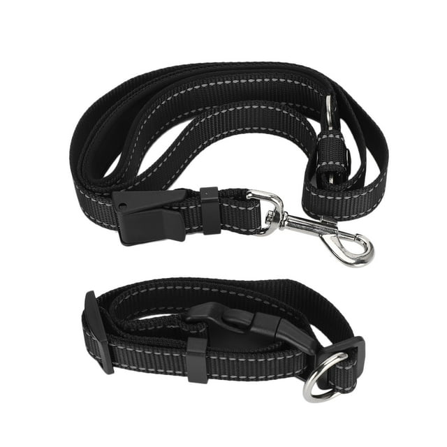 Cinturón de seguridad ajustable para mascotas en el coche, collares para perros con correas a juego.