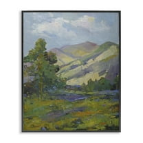 Stupell Industries Spring Day Mountain Landscape & Nature Painting Black Framed Art Print Wall Art, 16 x 20