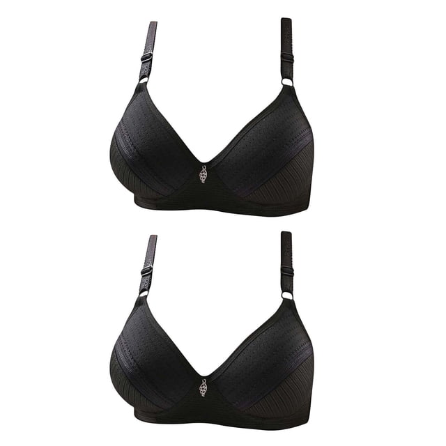Timegard 2pc Wireless Bras for Women Breathable Full Support Bralette Comfortable Everyday Thin Bras