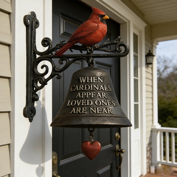 Cardinalis Bells for Door, 2026 Vintage Red Cardinal Cast Iron Bell Wall Mounted for Outdoor, Garden, Front Door, Home Decor