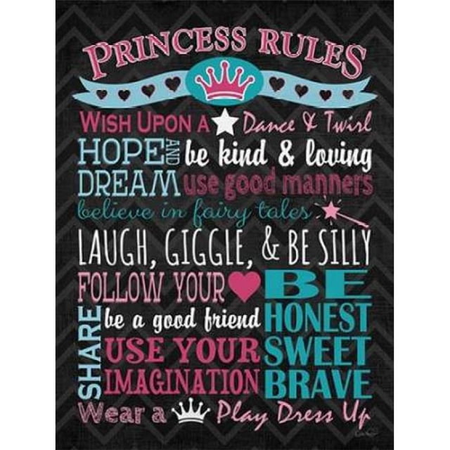 Gango Editions PDXHRB301SMALL Princess Rules Affiche Imprimée par N. Harbick, 9 x 12 - Petit