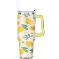 thumbnail image 2 of Lemon Cup with Handle and Straws 40 OZ Stainless Steel Travel Mug Birthday Present for Men Dad Son Husband Gifts for Him/Her Coffee Mugs, 2 of 7
