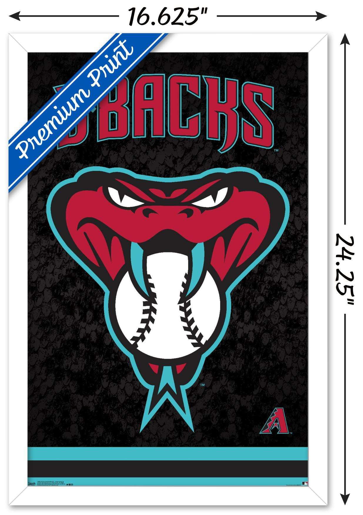 MLB Arizona Diamondbacks - Snake Head Logo Wall Poster, 14.725" x 22.375", Framed