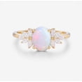 thumbnail image 2 of Vintage Fire Oval Opal Ring ,Moissanite Cluster Ring, 925 Sterling Silver ,14K Yellow Gold Plated Fire Opal Engagement Rings, 2 of 5