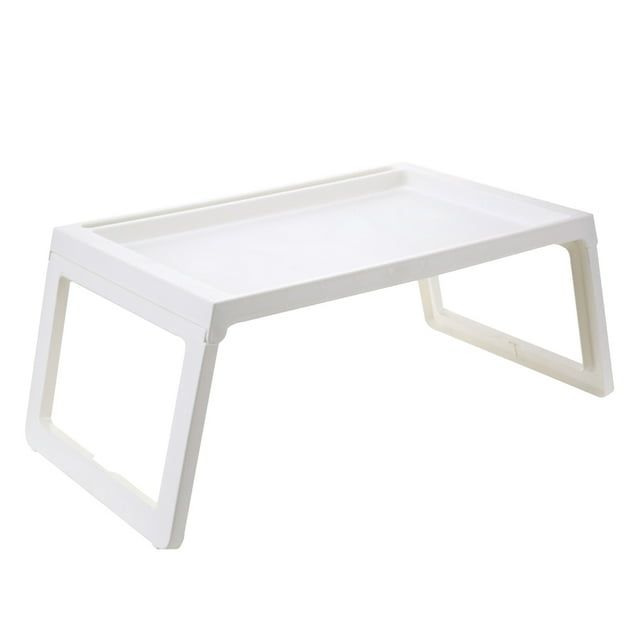 OUNONA Folding Design Computer Desk PP Material White Serving Tray for Home Use 1Pcs Back to School