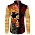 thumbnail image 3 of Camisas con cuello vuelto y botones con estampado dashiki africano para hombre, blusas casuales de manga larga, ropa de calle de estilo étnico, camisa, 3 of 5