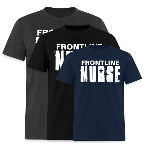 EcoLoom Frontline Nurse Typography Black White Short Sleeve Unisex T Shirt Black-3XL