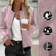 thumbnail image 2 of Htigea Womens Bomber Jacket Coat Casual Stand Collar Zip Up Lightweight Fall Fashion Jackets Outfits with Pockets Pink S, 2 of 7