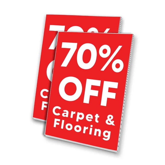 70 Percent Off Carpet and Flooring (24" X 36") 4mm Corrugated Plastic Panel, Graphics Applied To 1 Side (Pk of 2)