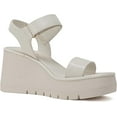 thumbnail image 2 of Soda Hitto ~ Women Open Square Toe Single Band Hook & Loop Ankle Strap Lug Sole Wedge Sandal, 2 of 5