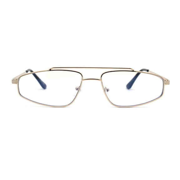 Mens Retro Hippie Triangular Metal Rim Dad Shade Sunglasses Gold Clear