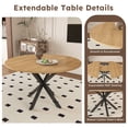 thumbnail image 6 of AENKYO 42"-58" Expandable Round Dining Table, Natural Wood Color Top & Black X-Base Pedestal, Seats 4-6, 6 of 8
