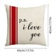 thumbnail image 3 of Funda de almohada de lino con estampado de corazones y letras | Funda de cojín decorativa para sofá o cama | Funda de almohada cuadrada de 45x45 cm, 3 of 6