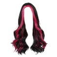thumbnail image 4 of Fibra de alta temperatura, larga, rizada, de aspecto realista y resistente al calor, con gorro de malla. Destacado rojo rosa, 4 of 9