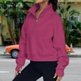 thumbnail image 3 of Stand Collar Fall Clothes Half Zip Women Solid Color Daily Outfit (Coffee XL), 3 of 6