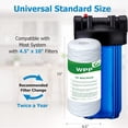 thumbnail image 3 of 50 Micron Water Filter 10-inch x 4.5-inch, 10-inch Whole House Heavy Duty Spun Wound Pre-Filter, Suitable for Well Water, Replacement Filter Cartridges for 5097, 355220-43, -45-1050, 814, 4-pack, 3 of 4