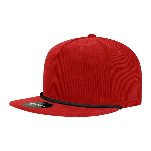 Decky 6043 5 Panel High Profile Relaxed Corduroy Rope Hat-Red/Black