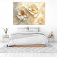 thumbnail image 3 of Mudket Cream White Flowers with Gold Branches Canvas Wall Art, Framed Floral Print, Ready to Hang Wall Decor for Living Room Bedroom, Luxury Artwork - 12"L x 8"W, 3 of 10
