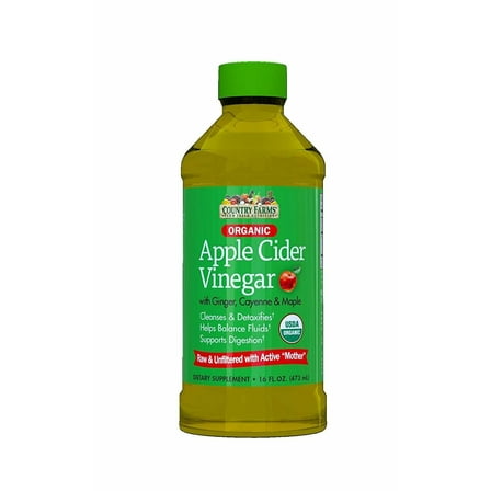 Country Farms Organic Apple Cider Vinegar w/ Cayenne & Maple, 16oz, 4-Pack