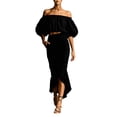 thumbnail image 2 of IUYRTFE Women's Off Shoulder Puff Sleeve Top and Midi Skirt Set 2 Piece Summer Casual Outfit, 2 of 5