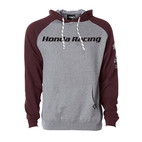 HONDA RACING MEN'S PULLOVER HOODIE / HEATHER GRAY-BURGANDY (XXL)