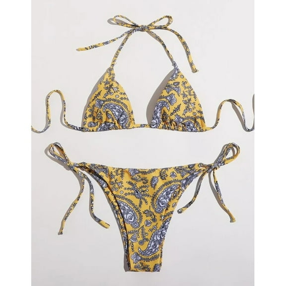 Tejiojio Clearance Sale Women's Swimsuit Womens Swimwear Tankini Tops Ladies Female Funny Flower And Grass Print Three-point Split Bikini Swimsuit