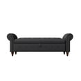 thumbnail image 6 of 63" End of Bed Bench, Bedroom Bench with Button-Tufted, Upholstered Storage Ottoman Benches with Rolled Arms, Entryway Bench with Solid Legs for Bedroom Living Room, Dark Gray, 6 of 8