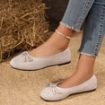thumbnail image 6 of Domzle Flats for Women Bowknot Round Toe Dress Shoes Dressy Ballet Flats Comfortable Lightweight Slip On Shoes for Office White US-5.5, 6 of 6