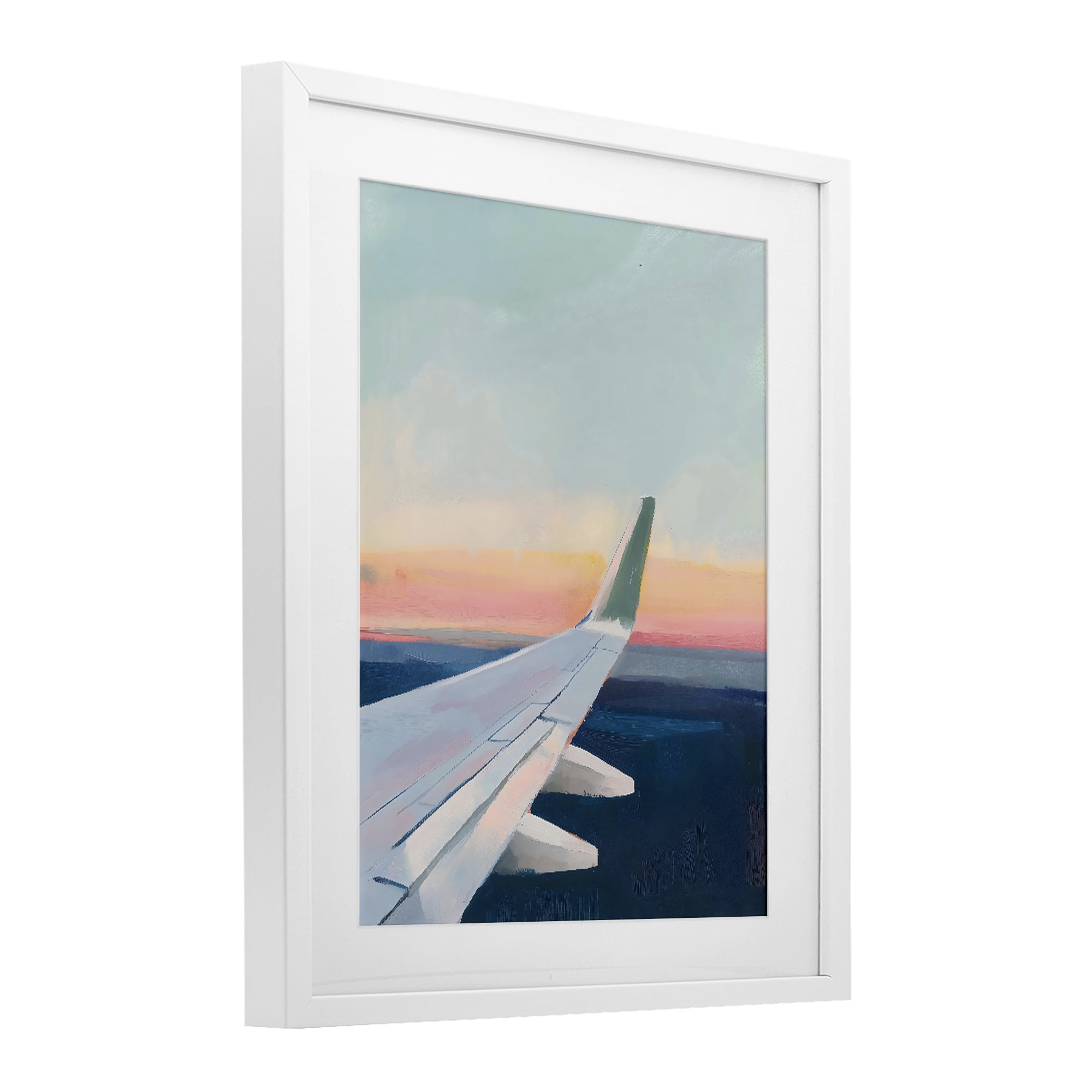 Stupell Industries Airplane Wing Sunset White Framed Print Under Glass, design by The Prints Vibe