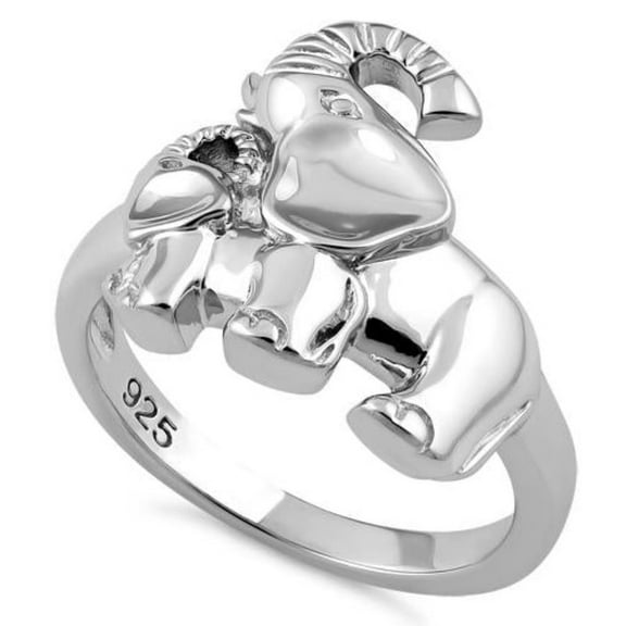 Elephants Stacking Ring 925 Sterling Silver Good Luck Ring, Animal Lover Band