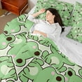 thumbnail image 4 of Homewish Kawaii Frogs 7-Piece Twin Bedding Sets For Preppy Children,Cartoon Animal Bedding Comforter Set,Green Pink Breathable Sheet Sets,Microfiber Bedroom Decor,Reversible, 4 of 8