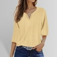 thumbnail image 2 of Ladies' Fashionable Solid Color V Neck Three Quarter Sleeve Shirt Top, 2 of 5