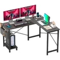 thumbnail image 1 of FDW 50 Inch L-Shaped Computer Desk,Gaming Desk with Durable Metal Frame,Corner Desk with Side Storage Bag & CPU Stand for Home Office Gaming Study,Black, 1 of 7