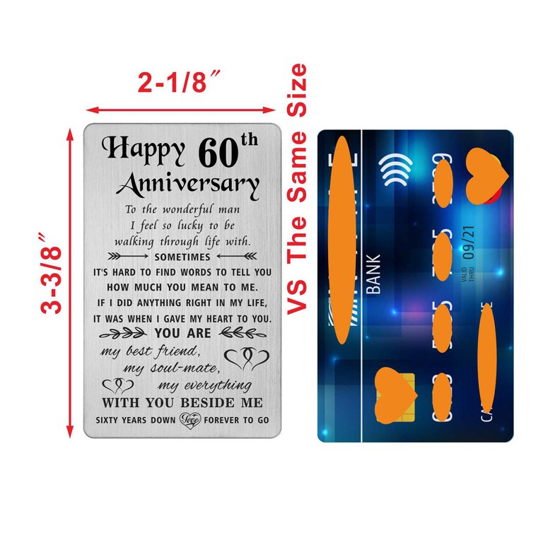 Tanwih Happy 60th Anniversary Card, 60 Wedding Anniversary Gift, Male Metal  Wallet Card