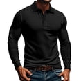 thumbnail image 4 of SeCaotees Men Long Sleeve Henley Polo Shirts Button Placket Striped Cuff Detail Muscle Fit Soft Knit For Leisure And Weekend Outing Tops Black,XL, 4 of 6
