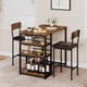 thumbnail image 2 of Historyli Juego de mesa de comedor 1+2,mesa de cocina con 2 sillas de bar tapizadas rojas,3 estantes grandes,juego de mesa de bar para espacios pequeños,apartamento,estudio,desayuno,estilo retro., 2 of 8