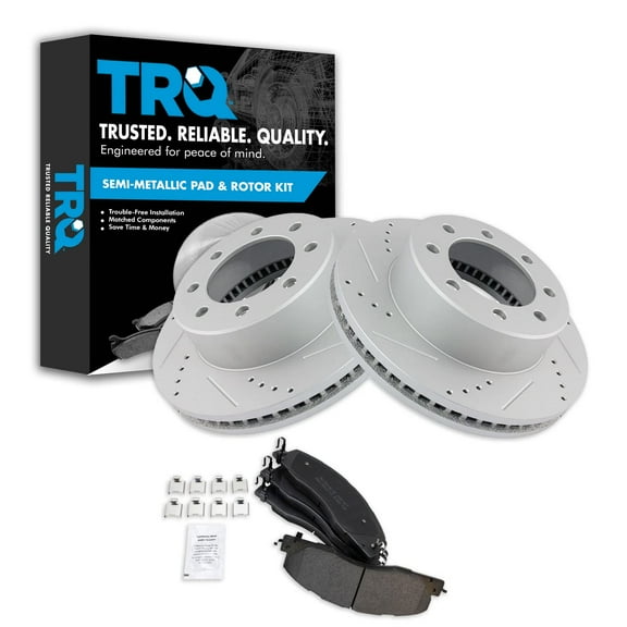 TRQ Front Brake Performance Rotor & Metallic Pad Kit for Dodge Ram 2500 3500 BKA21024
